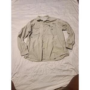 Mens Columbia PFG Vented Fishing Shirt Sz. XLarge Beige Long Sleeve Button Up